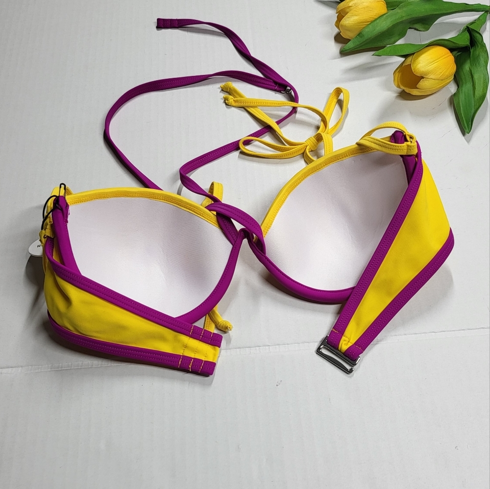 Andrea Lyamah Wasuki Beautiful Swimsuit Bra, Yellow, orange and purple - Picture 4 of 10
